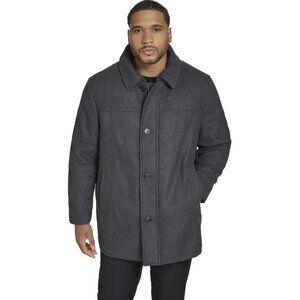 Dockers Men's Weston Wool Blend Car Coat Charcoal Sz Lg Nylon Lined Insulated